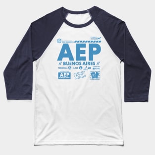 Vintage Buenos Aires AEP Airport Code Travel Day Retro Travel Tag Baseball T-Shirt